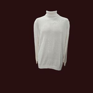 MEN'S BAGAZIO LONG SLEEVE WHITE COTTON ACRYLIC TURTLENECK SWEATER. VT042-Y1